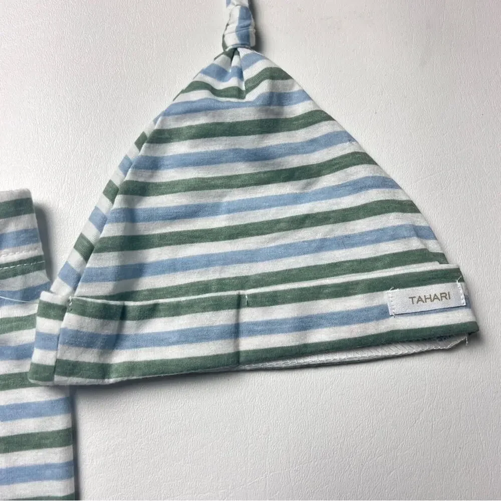 Tahari Baby Striped Hat and Leggings Matching Set Sz 3-6M